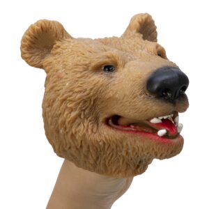 Stretchy Brown Bear Hand Puppet on hand